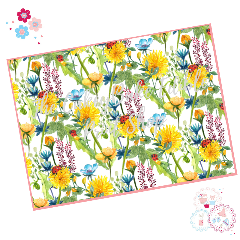 Yellow Meadow flowers Floral A4 Edible Printed Sheet