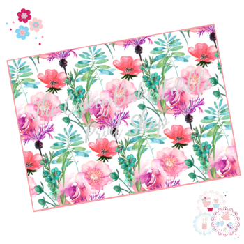 Pink and Purple flowers Floral A4 Edible Printed Sheet