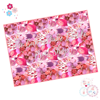 Pink Hydrangeas berries flowers Floral A4 Edible Printed Sheet