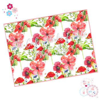 Poppy field flowers Floral A4 Edible Printed Sheet