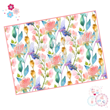 Watercolour flowers Floral A4 Edible Printed Sheet