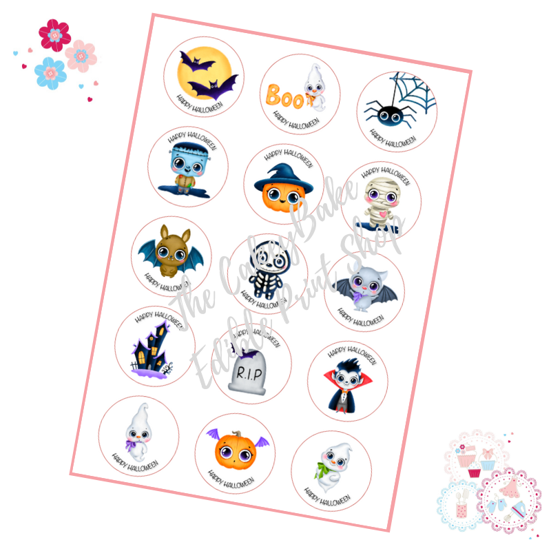 Cute Characters Halloween Cupcake Toppers