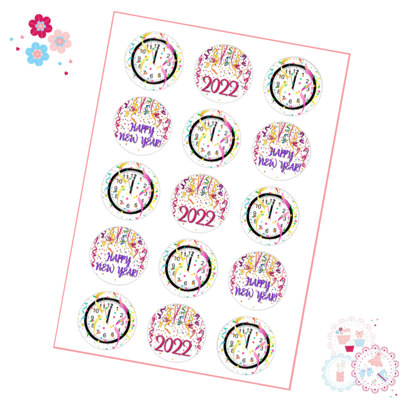 Edible Cupcake Toppers x 15 - New Year's Eve Confetti