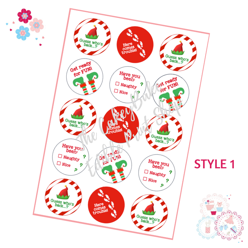 I'm back - Elf cupcake toppers x 15