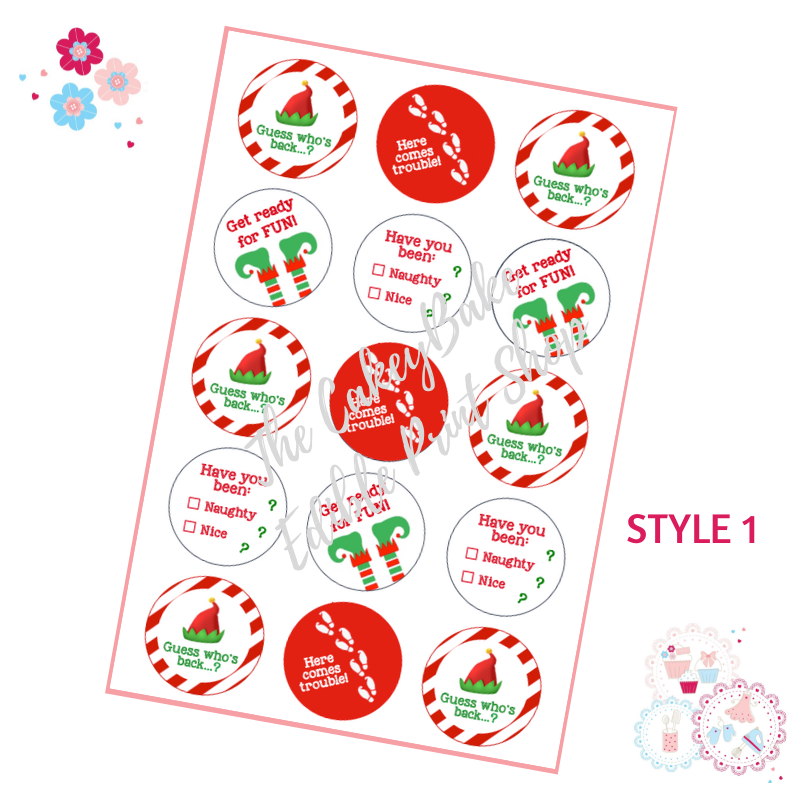 Christmas Elf Naughty Or Nice Cupcake Toppers Wafer Or Icing Sheets  Christmas Elf Naughty Or Nice Cupcake Toppers Wafer Or Icing Sheets
