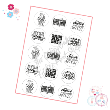 New Year's Cupcake Toppers x 15 - NYE Black and White cheers