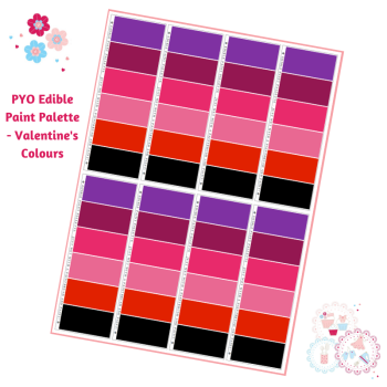  PYO Edible Printed Paint Palette - Valentines Colours - Great for 'Paint Your Own' Cookies 