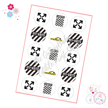 Designer Brands Cupcake Toppers - Off-White Style Cupcake Toppers x 15