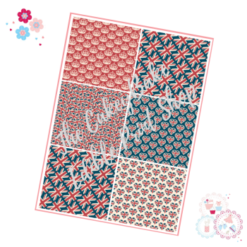 Patriotic Patchwork Sheet - Union Jacks and Crowns Cake Wrap A4 Edible Printed Sheet
