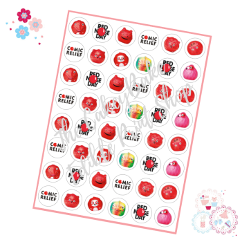 Comic Relief Logos 2022 Mini Cupcake Toppers - Edible Mini Cupcake Toppers x 48