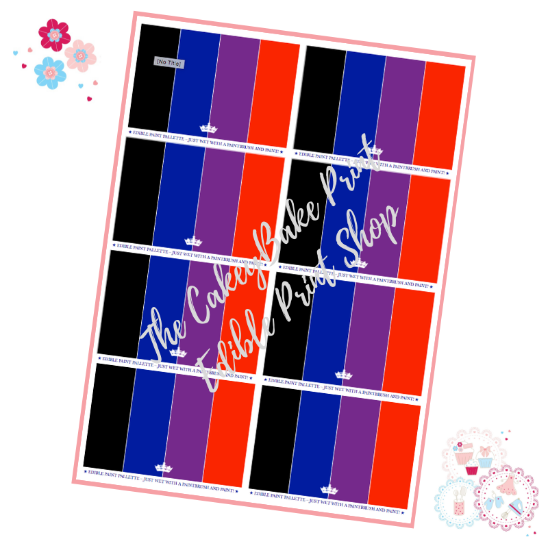 PYO Edible Printed Paint Palette - Jubilee themed - Great for 'Paint Your O