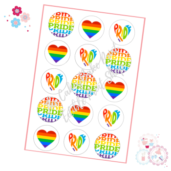 Pride Cupcake Toppers - rainbow flags and hearts