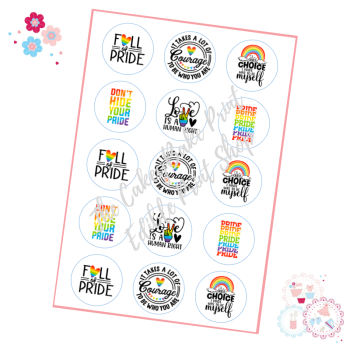 Pride Cupcake Toppers - 'don't hide your pride' rainbow and black designs