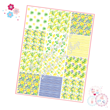 Lemon Design  A4 Edible Printed Sheet - Design 6 - Patchwork lemon designs