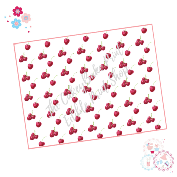 Cherry  A4 Edible Printed Sheet - Design 1 - Cherry bunches with white background
