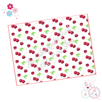 Cherry  A4 Edible Printed Sheet - Design 3 - Cherries with leaves