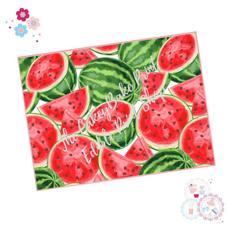 Watermelon  A4 Edible Printed Sheet - Design 5 - Large Watermelon whole and