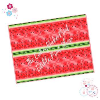 Watermelon  A4 Edible Printed Sheet - Design 6 - Watermelon inside two rows , red, black, green