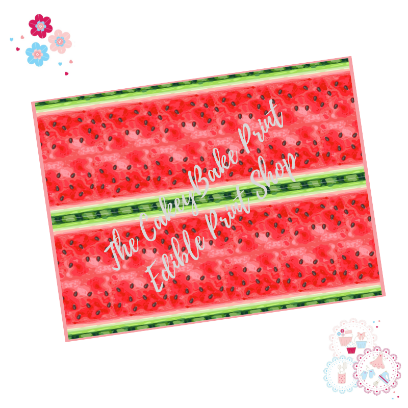 Watermelon  A4 Edible Printed Sheet - Design 6 - Watermelon inside two rows