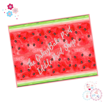 Watermelon  A4 Edible Printed Sheet - Design 7 - Watermelon inside full sheet, red, black, green