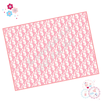 Edible Icing Sheet - Dior Pink Designer Style Logo Cake Wrap Sheet (portrait or landscape)