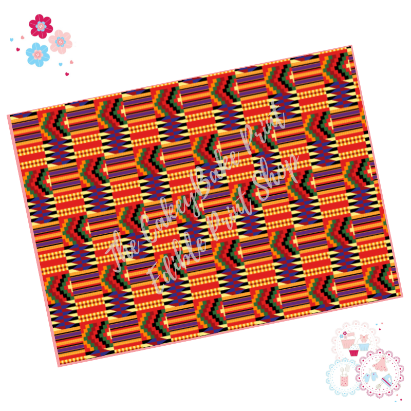 Kente Cloth Pattern Edible Printed Sheet - Design 1 - Orange