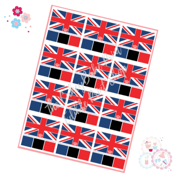 PYO Edible Printed Paint Palette - Union Jack Royalty themed - Great for 'Paint Your Own' Cookies