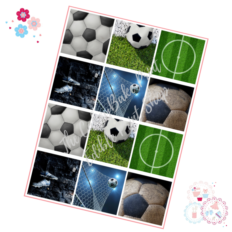Sport Themed patchwork x 12 A4 Edible Printed Sheet - Football theme