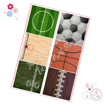 Sport Themed patchwork x6 A4 Edible Printed Sheet