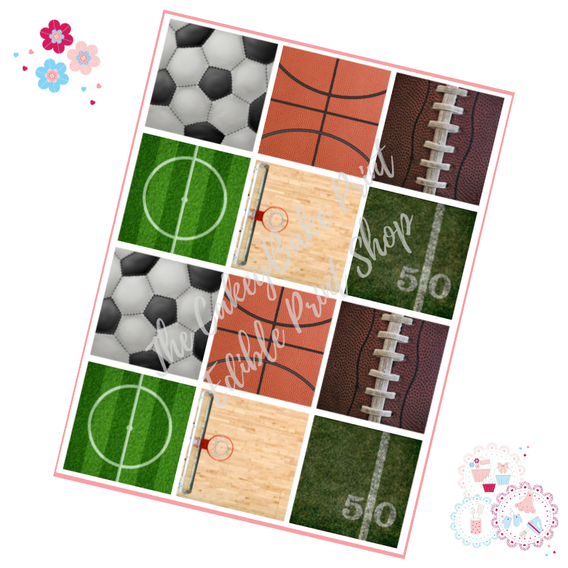 Sport Themed patchwork x12 A4 Edible Printed Sheet