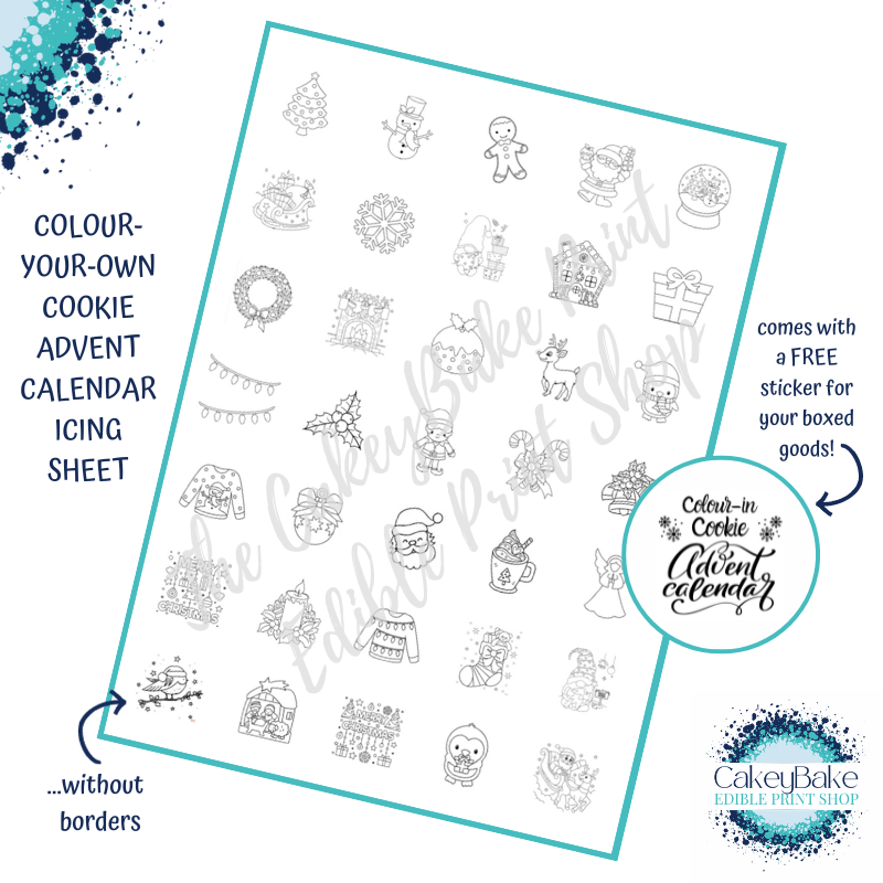 Colour-in Edible Advent Calendar images A4 Icing Sheet