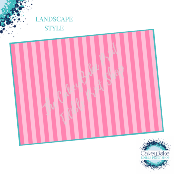 Edible Icing Sheet - Victoria's Secret style pink stripes striped Icing Sheet (portrait or landscape)