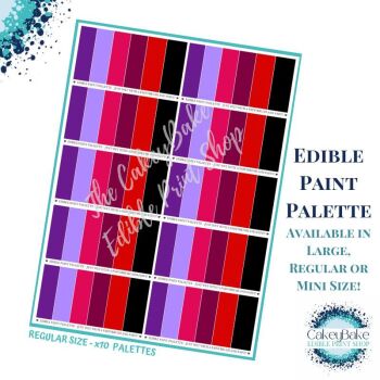 PYO Edible Printed Paint Palette - Purple Pink Valentines Palettes - Great for 'Paint Your Own' Cookies