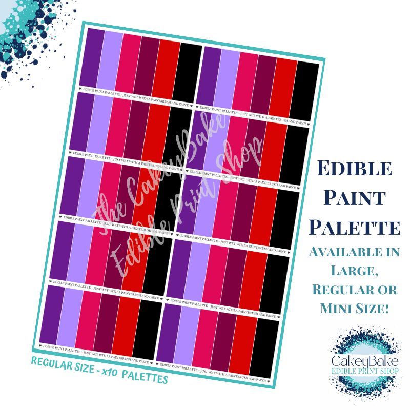 PYO Edible Printed Paint Palette - Purple Pink Valentines Palettes - Great 