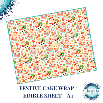 Cute Christmas Edible Cake Wrap - Cute Santa design