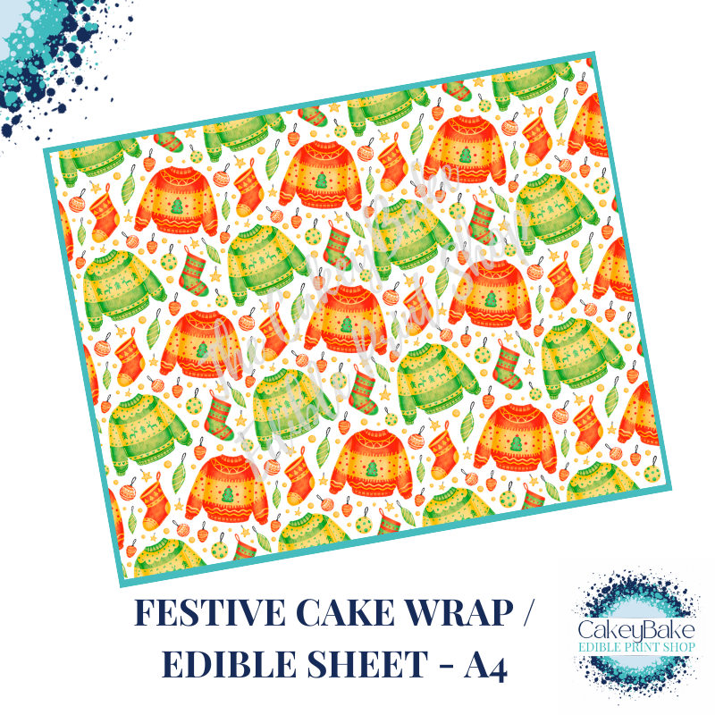 Cute Christmas Edible Cake Wrap - Cute Christmas Jumper design