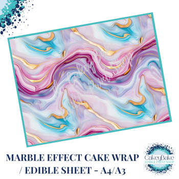 Edible Icing Sheet - Marble Pattern Pink Purple Teal edible sheet