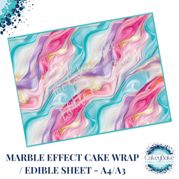 Edible Icing Sheet - Marble Pattern Pink Purple Gold Turquoise edible sheet