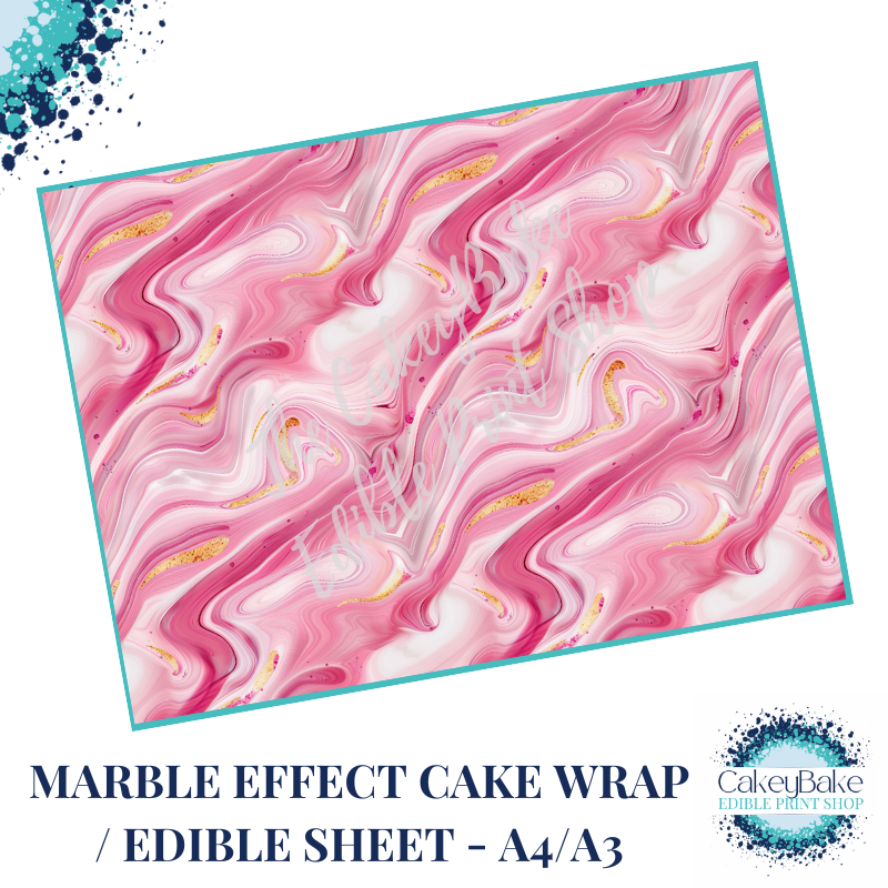 Edible Icing Sheet - Marble Pattern Pink Dark and Pale Pink edible sheet