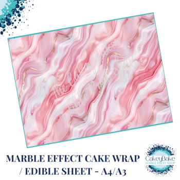 Edible Icing Sheet - Marble Pattern Pastel Pink and White edible sheet