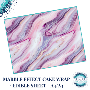 Edible Icing Sheet - Marble Pattern Pastel Purple Pink and White edible sheet