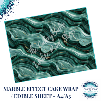 Edible Icing Sheet - Marble Pattern Cool Green and pale green edible sheet / wrap
