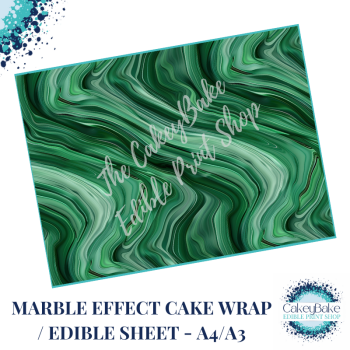 Edible Icing Sheet - Marble Pattern Warm Green and pale green edible sheet / wrap