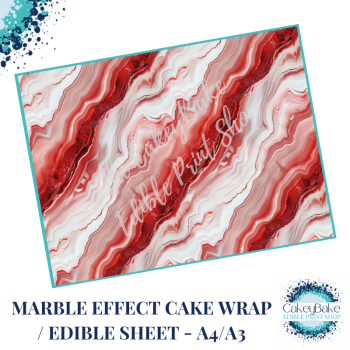 Edible Icing Sheet - Marble Pattern Red and white edible sheet / wrap