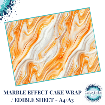 Edible Icing Sheet - Marble Pattern Orange Yellow and white edible sheet / wrap