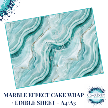 Edible Icing Sheet - Marble Pattern Turquoise edible sheet / wrap