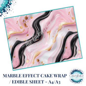Edible Icing Sheet - Marble Pattern Pink black and white edible sheet / wrap
