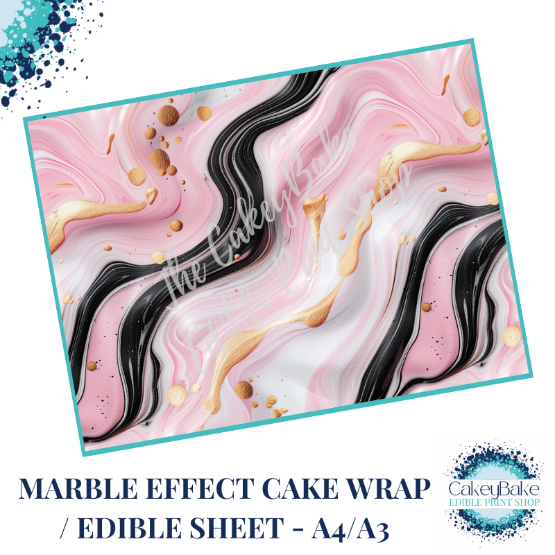 Edible Icing Sheet - Marble Pattern Pink black and white edible sheet / wra