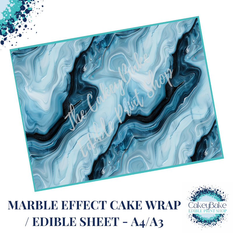 Edible Icing Sheet - Marble Pattern Navy blue and pale tones edible sheet /