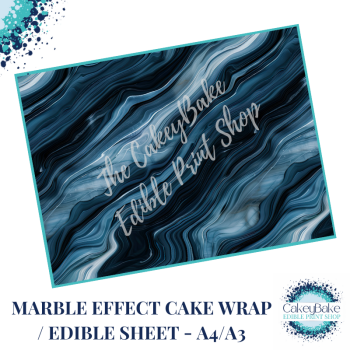 Edible Icing Sheet - Marble Pattern Dark Navy blue tones edible sheet / wrap